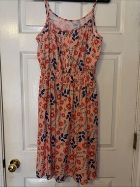 Floral Spaghetti-Strap Summer Dress in Peach
